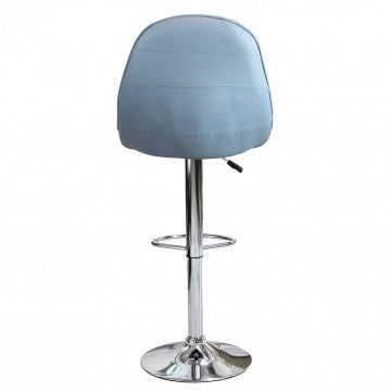 Sgabello regolabile in metallo e ecopelle grigia, altezza 95-116 cm
