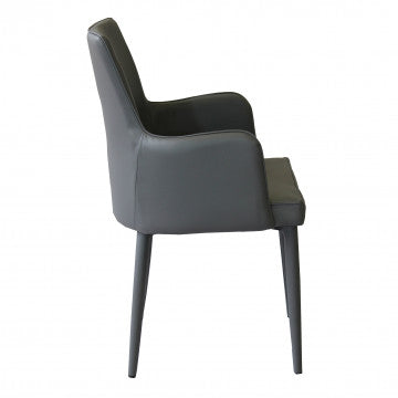 Poltrona in ecopelle grigio scuro, dimensioni 56x54x89 cm, peso 8,3 kg