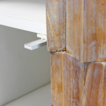 Mobile bianco 2 ante decoro naturale legno 90x50x89 cm