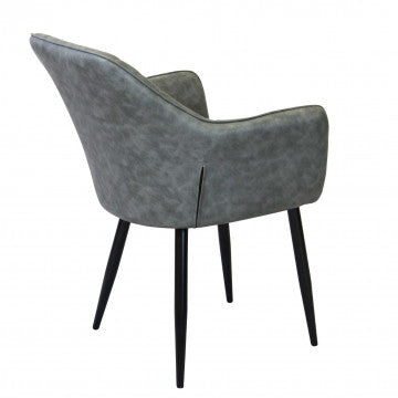 Poltrona struttura metallo seduta schienale ecopelle grigia 56x60x87cm