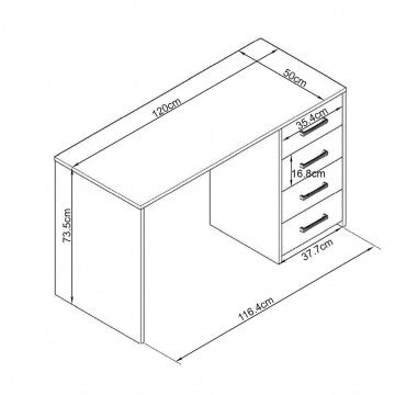 Porta PC Legno Bianco 120x50x74h cm