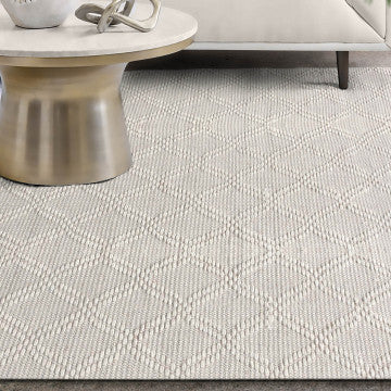 Tappeto in lana e cotone avorio 120 x 180 cm con decorazioni