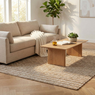Tappeto lana e juta marrone chiaro 160x230 cm spessore 1 cm