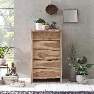 Mobile in legno di acacia massiccia, dimensioni 70x40x150 cm, finitura marrone