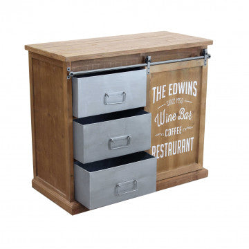 Mobile Ellery in metallo e legno, dimensioni 89x42,5x76,8 cm