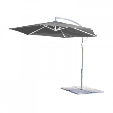 Ombrellone con telo poliestere 160gr grigio e palo metallo bianco Ø 3m