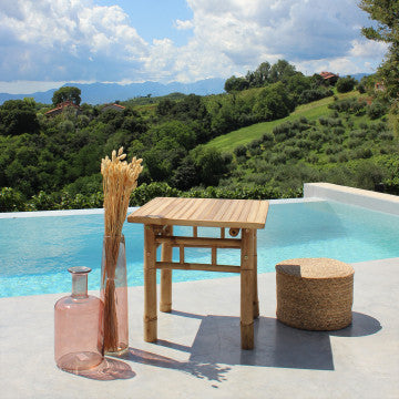 Tavolino quadrato in bamboo, dimensioni 45x45x45 cm, colore marrone