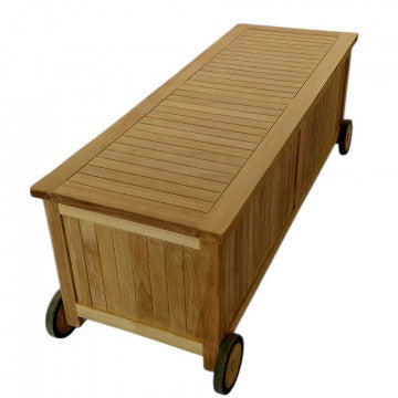 Box contenitore in teak massiccio 155x55x63 cm colore marrone chiaro