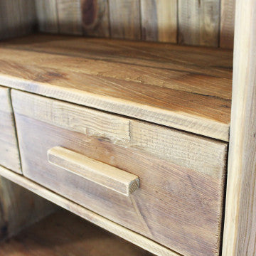 Libreria 4 ripiani 2 cassetti legno pino riciclato 80x40x190 cm