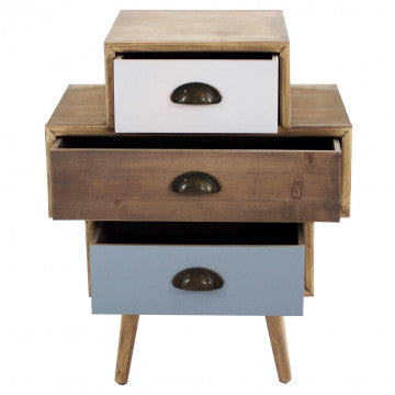 Mobiletto tre cassetti MDF legno pino top naturale 50x35x49,5 cm