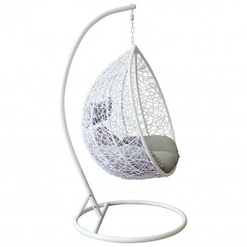 Dondolo struttura metallo tortora opaco con seduta wicker grigio bianco naturale