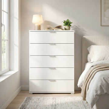 Mobiletto bianco 5 cassetti in truciolare bilaminato 75x38x103 cm
