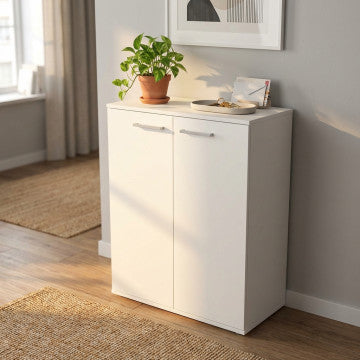 Mobiletto 2 ante in truciolare bilaminato bianco 71x36x83 cm