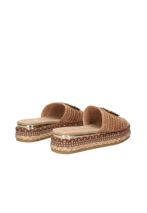 24085L Sandalo Glass EXE Tessuto Con Accessorio Quadrato Strass Sottopiede Imbottito Pelle Fondo Gomma Altezza Tacco 5 Cm