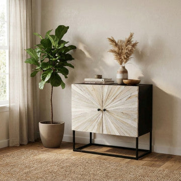 Mobile con 2 ante in legno di mango e struttura in ferro 85x40x80 cm