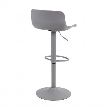 Sgabello in polipropilene grigio con base metallica, altezza regolabile 81-102 cm