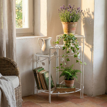 Étagère 3 piani metallo verniciato bianco antico 46x32x57 cm