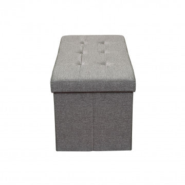 Pouf contenitore rettangolare in tessuto grigio 76x38x38 cm