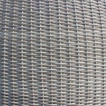 Conchiglia in alluminio e wicker con 8 cuscini, 180x210x192 cm