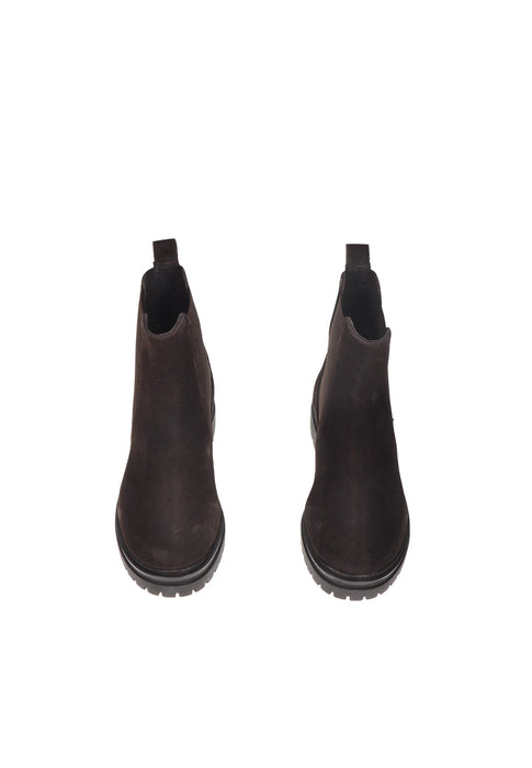 Beatles Indir Scarpe In Camoscio Chiusura A Doppio Elastico Sottopiede Imbottito In Pelle Fondo Gomma Tacco 5 Cm