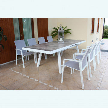 Tavolo allungabile 205/265 cm base alluminio piano ceramica effetto legno