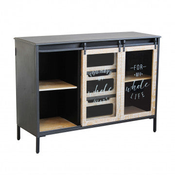 Mobile in legno e acciaio con 2 ante e 3 cassetti 108,5x38,5x79 cm