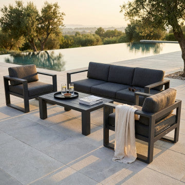 Salotto Knoxville 3 Posti Alluminio Antracite 227x92 cm