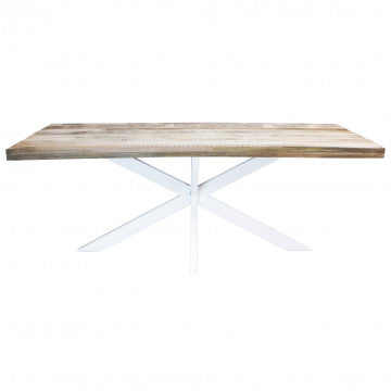 Tavolo in legno di mango e metallo bianco 200x100x77 cm