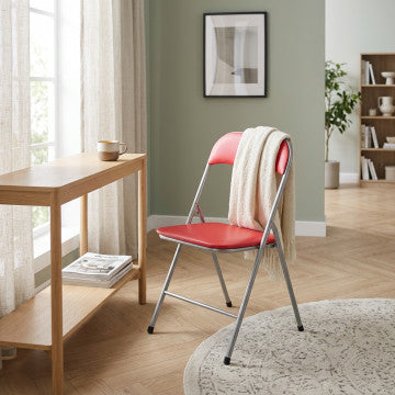 Sedia pieghevole con seduta imbottita PVC, tubo acciaio verniciato