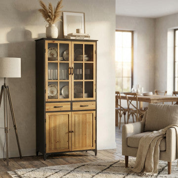 Mobile in legno e acciaio con struttura robusta, altezza 175 cm