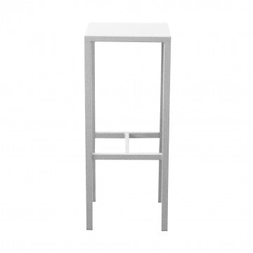 Sgabello alto in metallo bianco 30x30 cm, altezza 75 cm