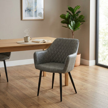 Poltrona struttura metallo seduta schienale ecopelle grigia 56x60x87cm