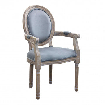 Poltrona in velluto grigio, dimensioni 55x46x96 cm, peso 6,3 kg