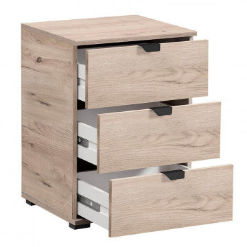 Comodino in truciolare bilaminato, finitura rovere grigio, 45x40x63 cm