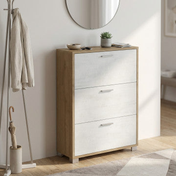 Scarpiera 3 ante MDF 70x29x118 cm colore noce stelvio e ossido