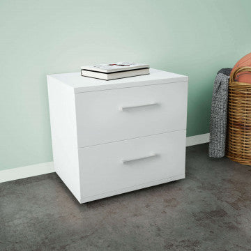Comodino truciolare bilaminato bianco cm 44,5x35x43,5h