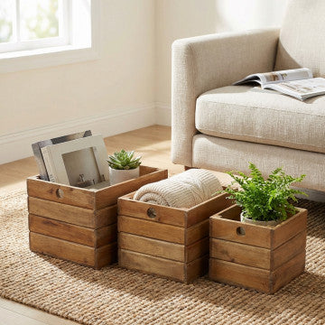 Set 3 cassette in mogano con dimensioni 44x37x30 cm