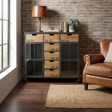 Mobile in legno e acciaio con struttura robusta 98,5x38,5x84 cm