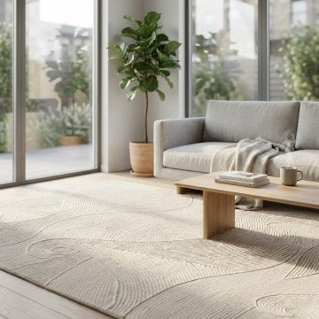 Tappeto in lana e cotone avorio 120x180 cm, altezza 1 cm