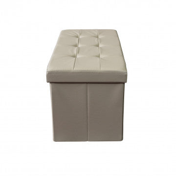 Pouf contenitore rettangolare in ecopelle, 76x38x38 cm, rosa pallido