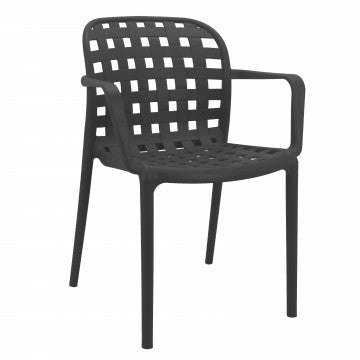 Poltrona impilabile in polipropilene colore antracite 58x57,5x82,5 cm