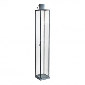 Lanterna in metallo e vetro con struttura verticale, altezza 67 cm
