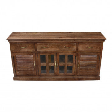 Mobile in legno di mango con 2 ante e 3 cassetti 180x44x90 cm