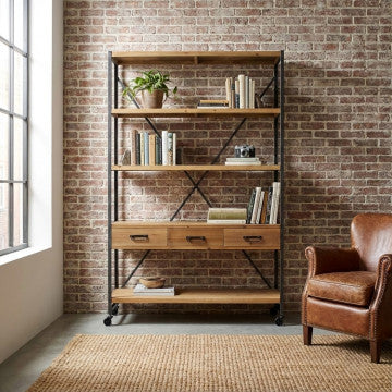 Mobile in metallo e legno, dimensioni 114,3 x 46,5 x 136 cm h
