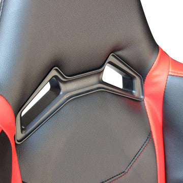 Poltrona gaming in poliuretano rosso e nero, altezza regolabile 121-129 cm