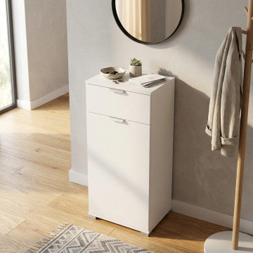 Mobiletto bianco truciolare bilaminato con anta e cassetto 45x38x103 cm