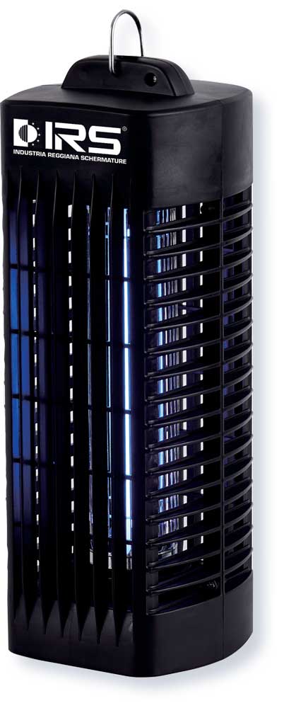 Zanzariera IRIS a torre con lampada elettrica 7W, struttura in plastica nera, protezione dagli insetti e illuminazione potente, SKU: ZANEL-5521