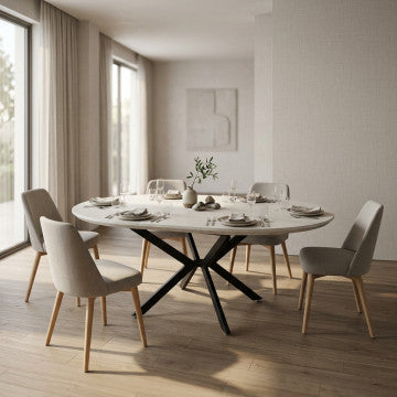 Tavolo rotondo allungabile in melaminico effetto legno 120/160x120