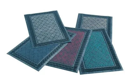Set di zerbini rettangolari in moquette con motivo a meandro, colori assortiti, dimensioni 50x80 cm, ideale per ingresso e decorazione casa