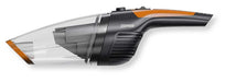 Aspiratutto ricaricabile Zephir Wet&Dry 65W con corpo nero e dettagli arancioni, bocchetta trasparente per pulizia superfici asciutte e bagnate.